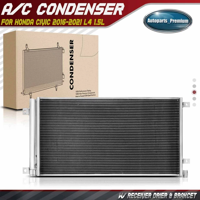 New AC Condenser w/ Receiver Drier w/ Brakcet for Honda Civic 2016-2021 L4 1.5L