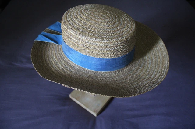 Beau chapeau en paille poupée vintage