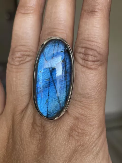 Gorguose Labradorite Edelstein 925 Sterling Silber Handgemacht Ring B-12 3