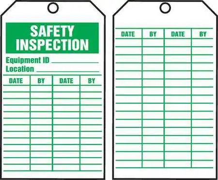 Accuform Tar716 Tags By-The-Roll,Safety Inspect,6-1/4X3 In,Cardstock,100/Rl