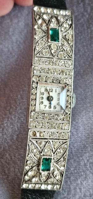 Montre Bracelet Art Déco En Argent Massif & Vermeil – Vintage, Quartz, Style Rectangle Doré