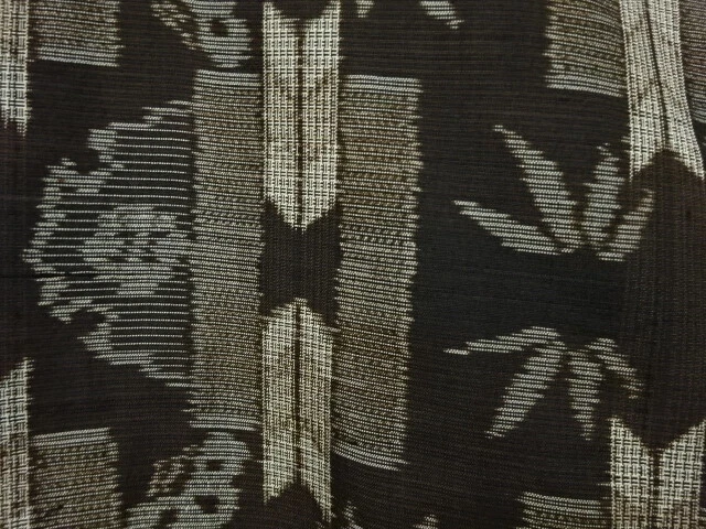 6402103: Japanese Kimono / Antique Kimono / Doro Oshima Tsumugi / Woven Bamboo G
