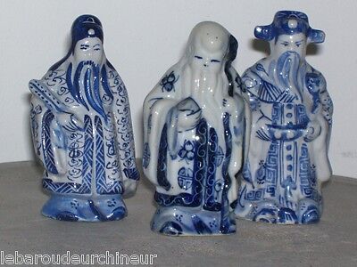 3 Small Statuettes Asian Ceramic