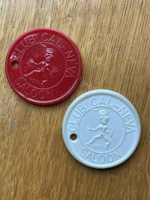 Lot 2 Club Cal Neva Saloon Good for One Drink Token at Our Bar Reno NV White Red
