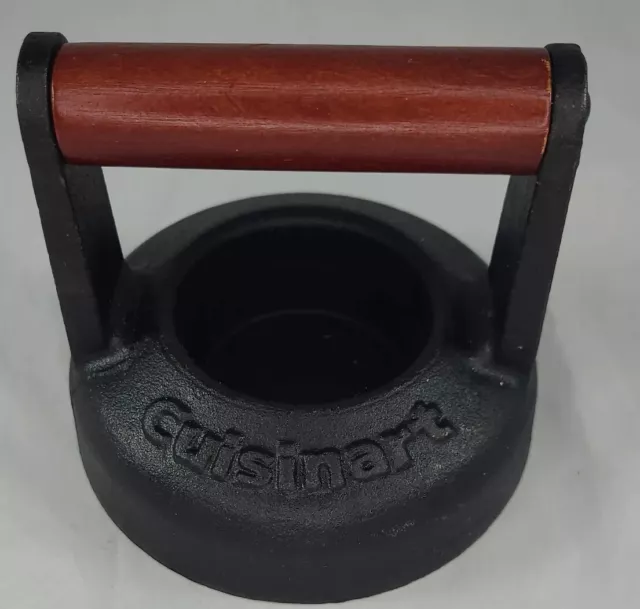 Cuisinart Cast Iron Heavy Duty Burger Press With Wood Handle #CGPR-222 NWOT