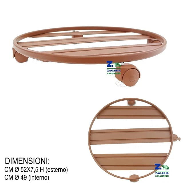 Confezione Da 2 Carrelli Portavaso Con Ruote 30 Cm – Sottovaso Rotante Per Piante, Interno/Esterno