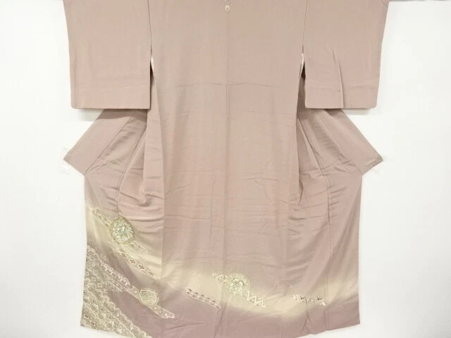 6354034: Japanese Kimono / Vintage Iro-Tomesode / Kinsai / Floral Plants & Peaco