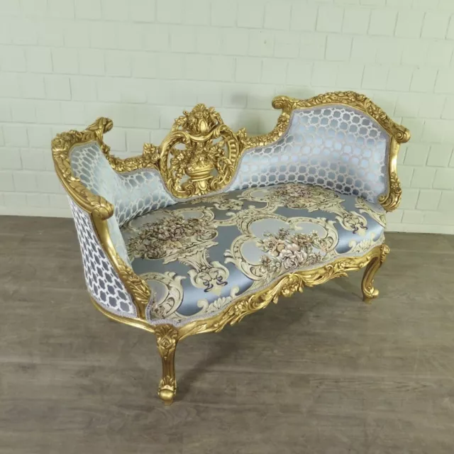 24042 Bank Couch Sofa Barockstil Gold-Silber 1,40 m