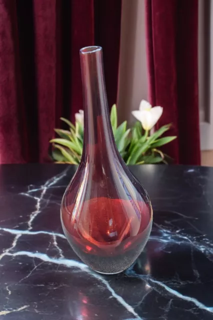 Murano Sommerso Ruby Red Art Glass Vase 1960s Mid Century Modern