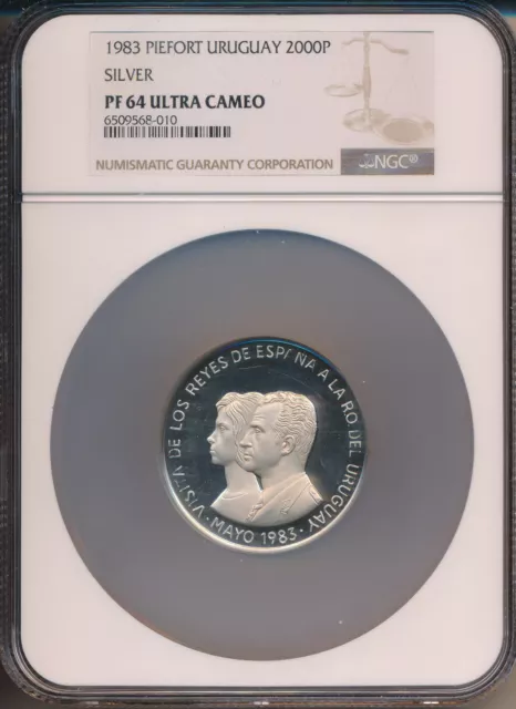 Uruguay 1983 2000 Pesos Piefort Proof Silver Coin **Ngc Pf 64 Ultra Cameo**