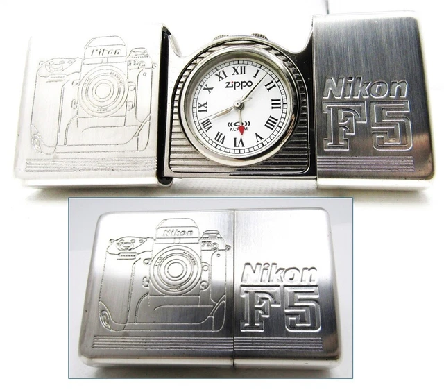 NIKON F5 CAMERA Time Tank Zippo Pocket Clock Watch running 1995 
