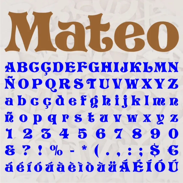 Alfabeto Mateo Letras a elegir Altura 12 cm Grosor 4 mm Madera DM MDF Decoupage