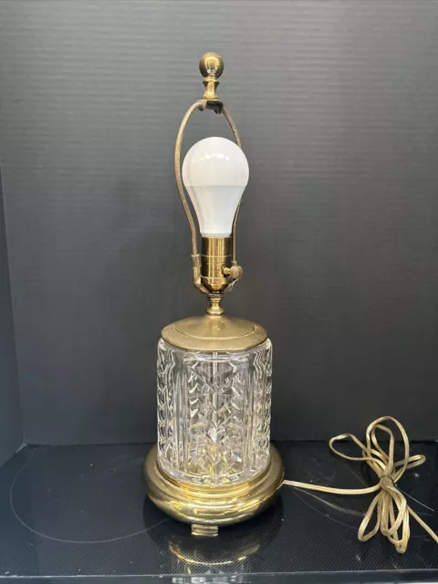 VINTAGE Waterford Wedgwood Crystal Table Lamp BRASS BASE 13”