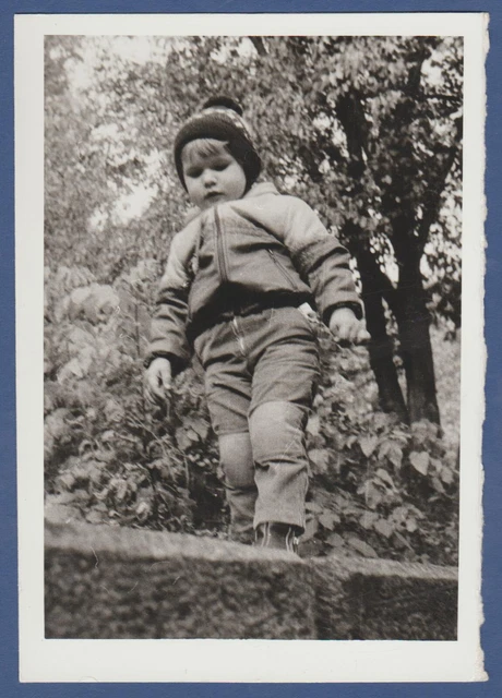 Beautiful boy playing outside. Soviet Vintage Photo USSR