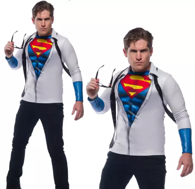 Oficial Dc Superman Disfraz Top Adulto Superhéroe de Cómic Camiseta Hombre