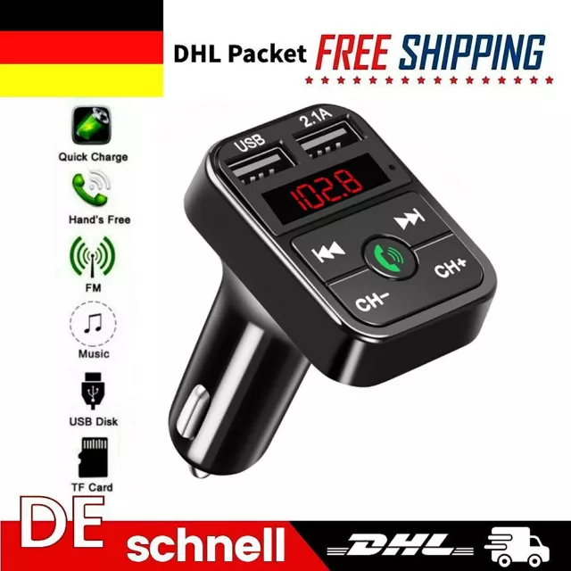 BT FM Transmitter Auto MP3 Player USB SD AUX Freisprechanlage Ladegerät Adapter