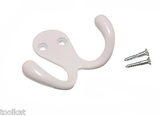3 Pk Of Twin Hat & Robe Coat Hanger Clothes Hook White With Screws 23E4