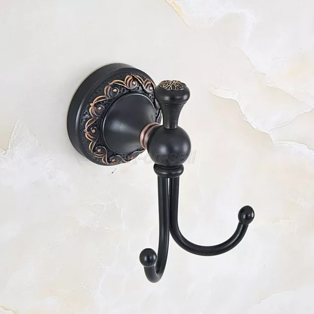 Oil Rubbed Bronze Dual Hooks Coat Robe Hat Clothes Wall Mount Hook Hanger aba456