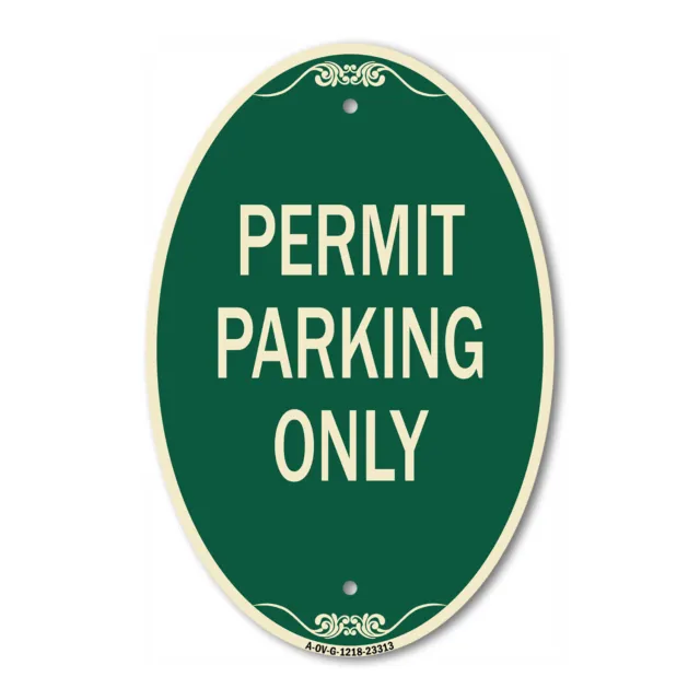 SignMission Designer Series Sign - Permit Parking Only 12" x 18" Aluminum Sign