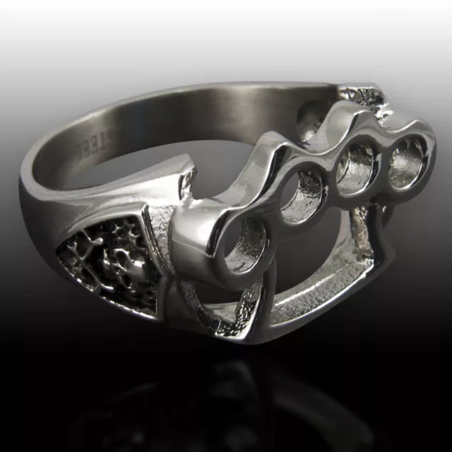 Edelstahl Ring Schlagring Skull Bones Totenkopf Biker Herren Schmuck punk rock