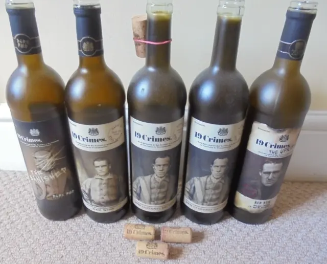 Empty 19 Crimes Wine Bottles Lot & some corks The Banished Uprising : Crafts etc