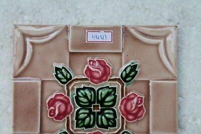 Vintage Tile Art Nouveau Majolica Pink Flower Design Architecture Tile Nh4441 2