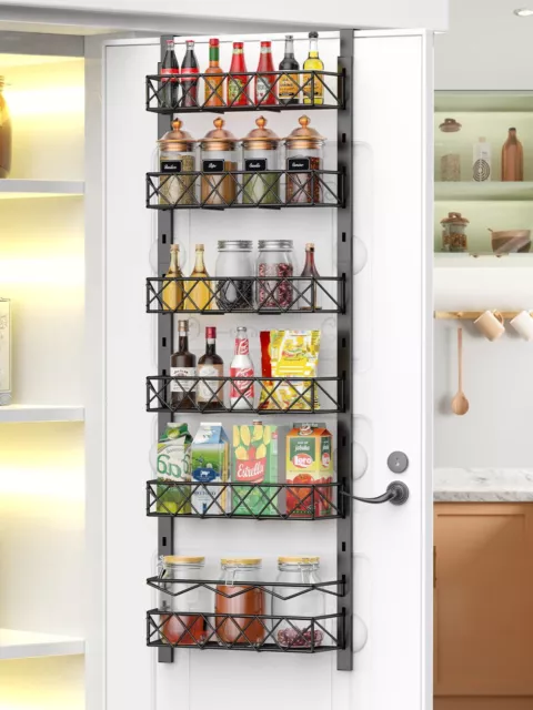 Organizador cocina de 6 niveles sobre la puerta estante para especias colgante