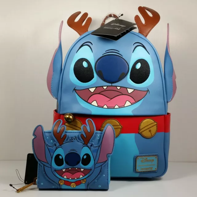 Loungefly Disney Lilo & Stitch Reindeer Mini Backpack & Wallet Set Holiday Bag