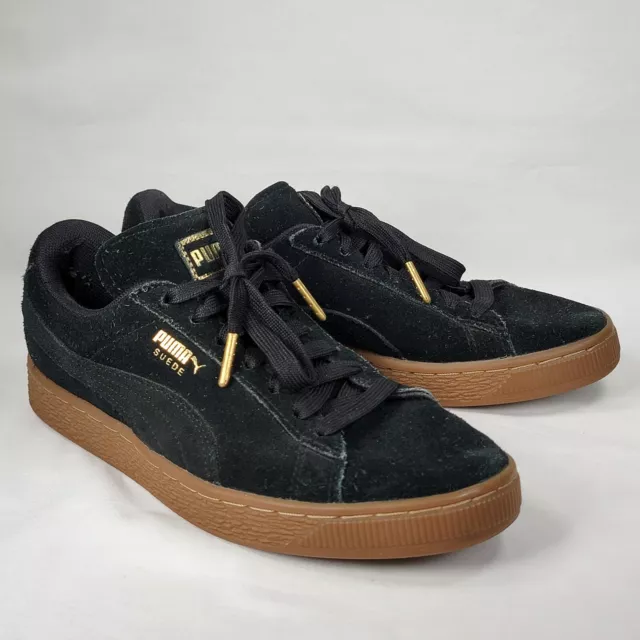 PUMA Suede Classic Black & Gold Womens Sneaker US Size 7.5 Shoe 364225 02 Soccer