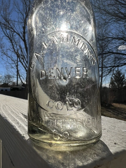 C. A. Lammers Vintage   Soda Bottle Embossed Denver Colorado Clear Dark Tint