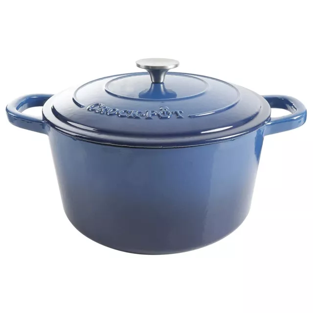 Crock-Pot Artisan Round Enameled Cast Iron Dutch Oven, 7-Quart, Sapphire Blue