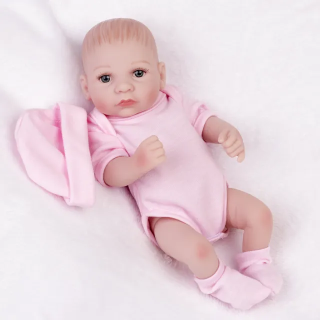 10" Reborn Baby Doll Full Body Silicone Vinyl Lifelike Newborn Girl Mini Babies