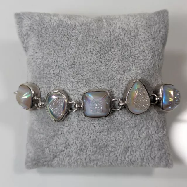STARBORN STERLING SILVER Druzy Toggle Clasp Bracelet As Is (L165) $124. ...