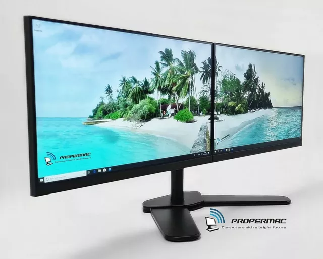 Dual Monitor Bildschirm Setup Paket 2x27" rahmenlos HDMI + Dual Ständer