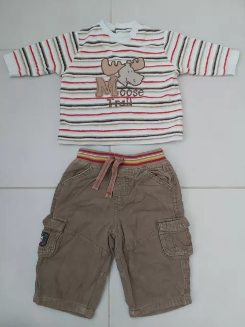Baby Boy Girl Moose Top and Trouser Set Outfit M&S George Red Brown 3-6 month