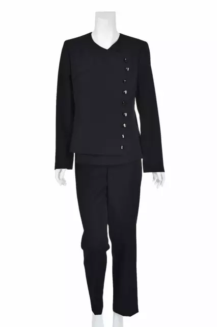 CHANEL Vintage 2000 GABRIELLE Black Pantsuit with Asymmetrical Jacket SZ US 8-10
