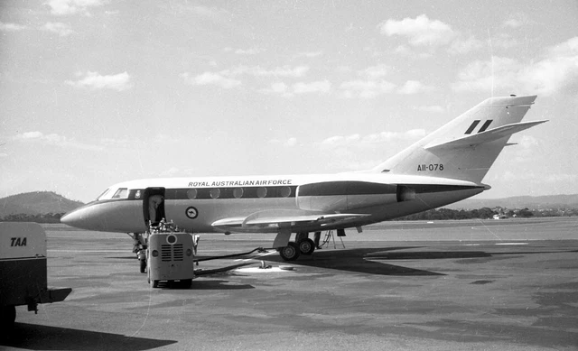 34 Sqn, RAAF, Mystere 20, A11-078 at Tasmania, Dec 1967 - original B&W neg