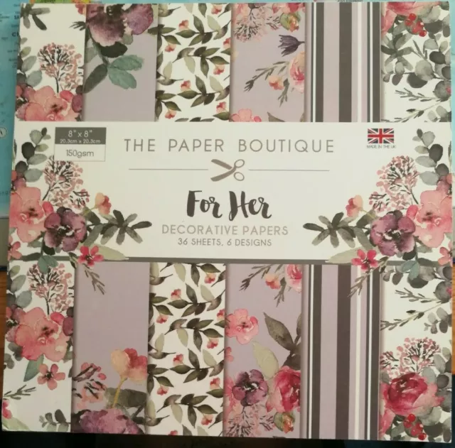 The Paper Boutique, FOR HER Decorative Paper Pad 6 x 6 Pad, 36 Sheets,150 gsm