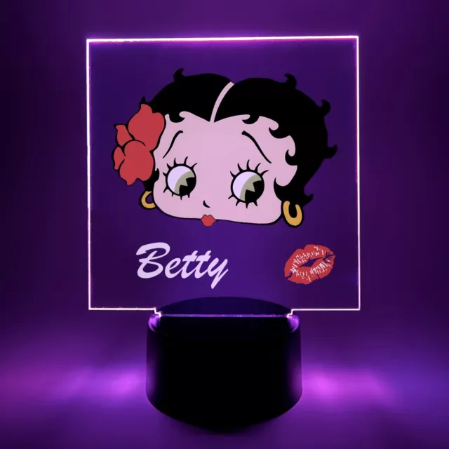 Betty Boop Light Up Lamp LED Personalized Boop Table Lamp Engraved, With Remote