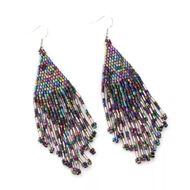 BOHO Beaded Earrings Fringe Tassel Bohemian Dangle Drop Handmade Jewelry 3