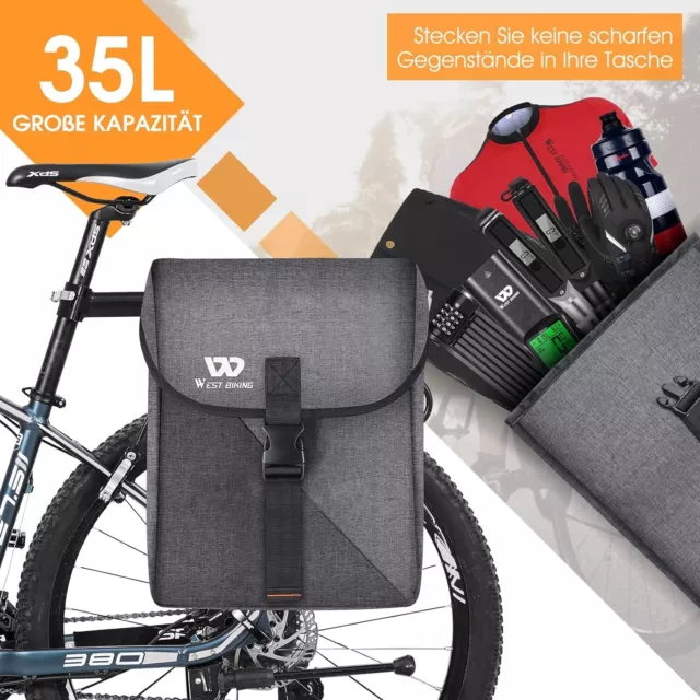 Borsa Bicicletta 35L Grande Borsa Borsetta Portabici Posteriore Bicicletta Doppia Manica Impermeabile 2