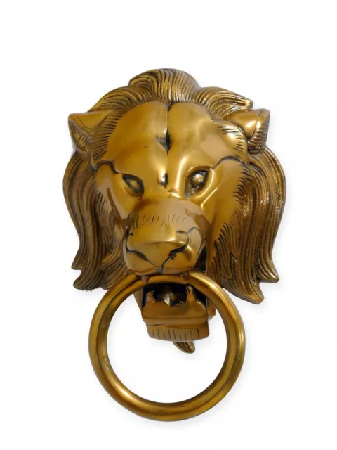 Löwenkopf Türklopfer Handtuchhalter aus Aluminium Bronze-Farbton H: 33 cm (8617)
