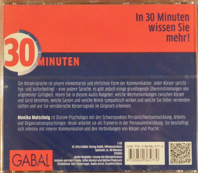 Monika Matschnig "Körpersprache verstehen" 30 Minuten CD noch eingeschweisst ! 2