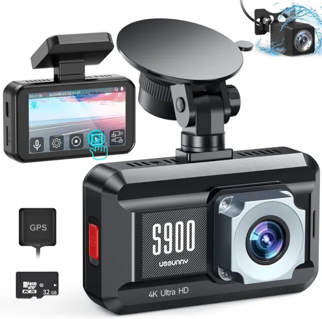 Dash Cam Front 4K and Rear 1080P Ussunny Dual Dash Camera for Cars