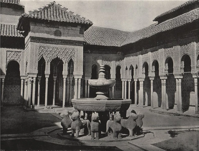 THE ALHAMBRA. The Court of Lions. Spain 1895 old antique vintage print picture