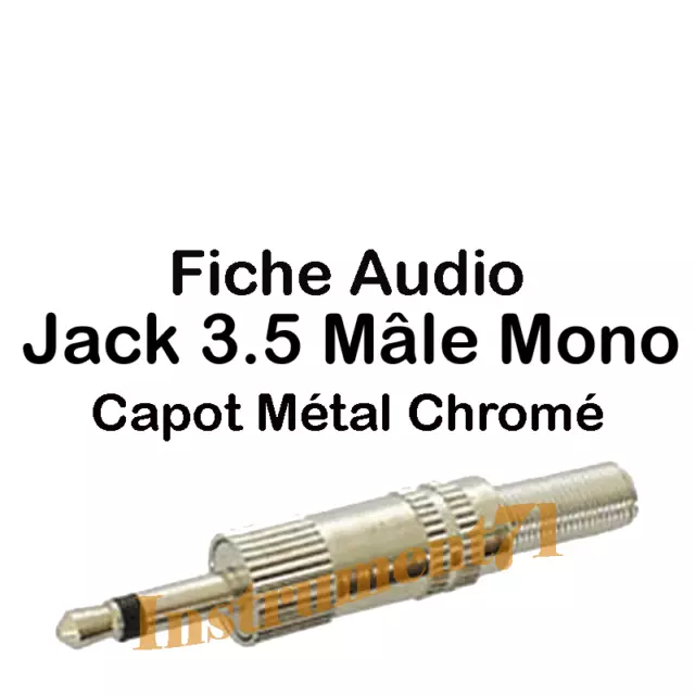 1 Fiche Jack 3,5 Mono Mâle à Souder Capot Métal Connections à souder