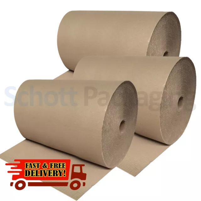 3 x 600mm x 75M CORRUGATED CARDBOARD PAPER ROLL 225M TOTAL METRES