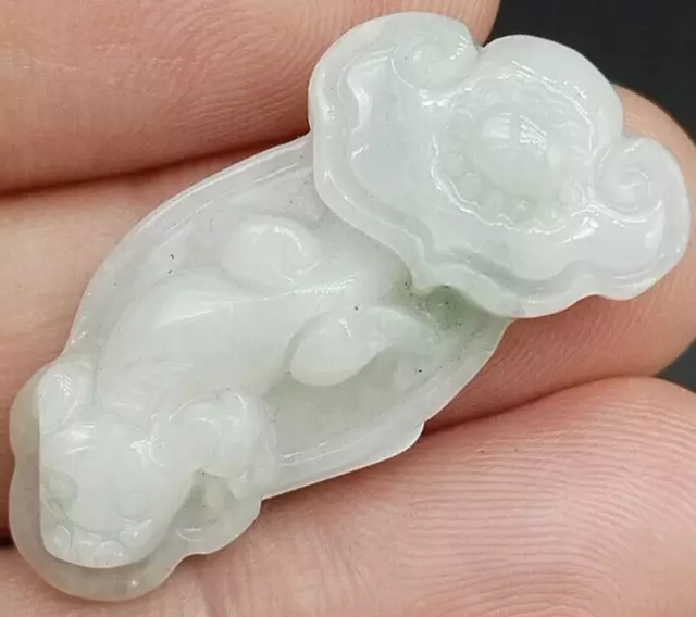 Certified Lavender Natural Type A Jade Jadeite Carved Dragon Pi Xiu Ruyi Pendant