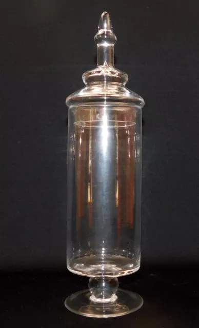 Apothecary Pharmacy Clear Glass Cylinder Jar with Knob Top 14.75 in.