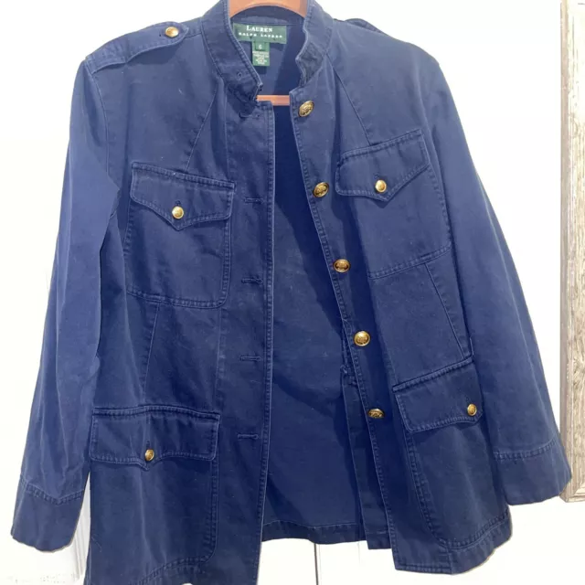 Polo Ralph Lauren Vintage Style Navy Jacket Military Inspired Size 6 Coat